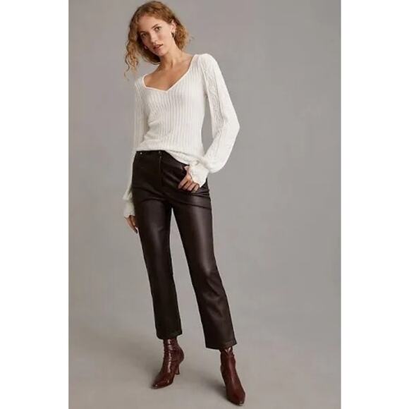 PAIGE Europa Sweater Women's Sml Ivory Silk Blend Balloon Long Sleeve Sweetheart - Picture 1 of 11